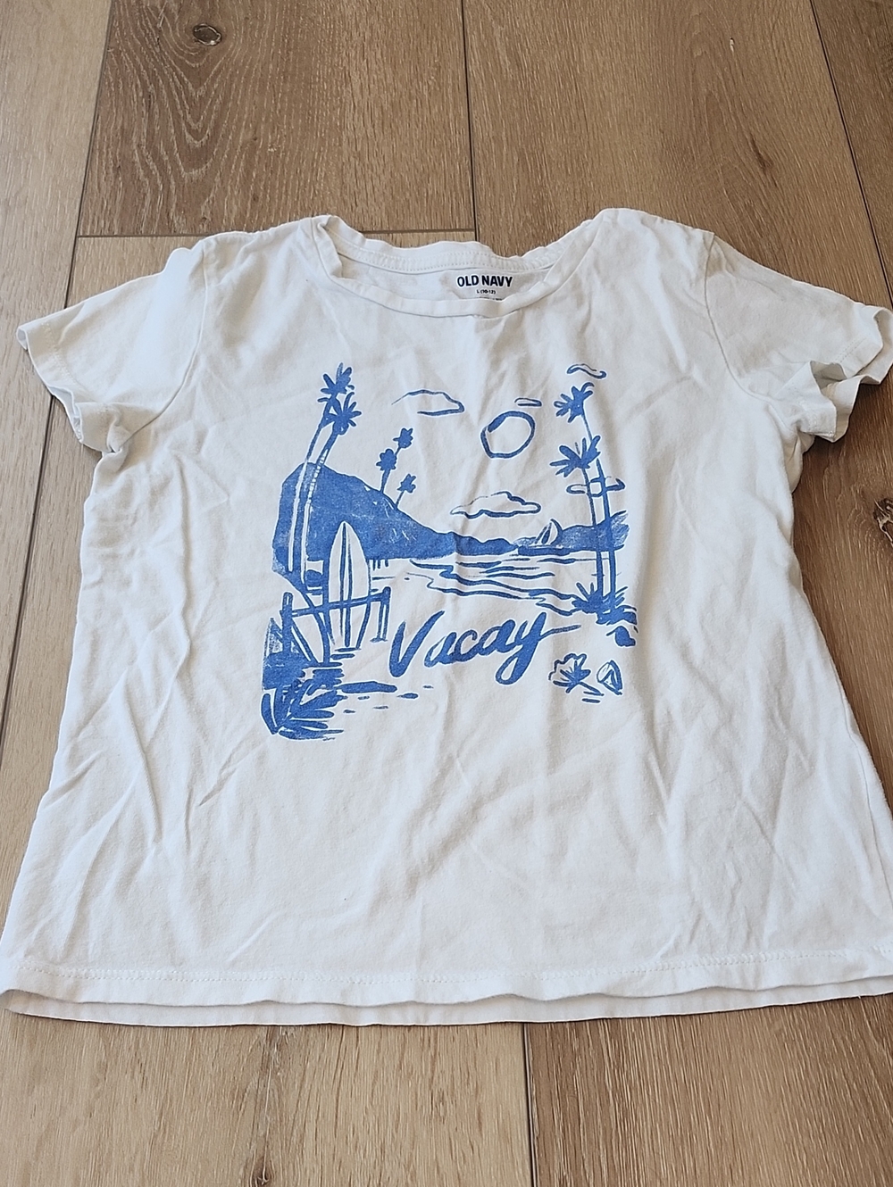 Old Navy White Graphic Tee, Girls Large 10-12